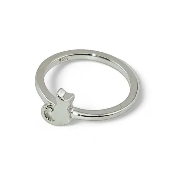 Sterling Silver 925 Plain Cat Ring - Picture 2 of 5